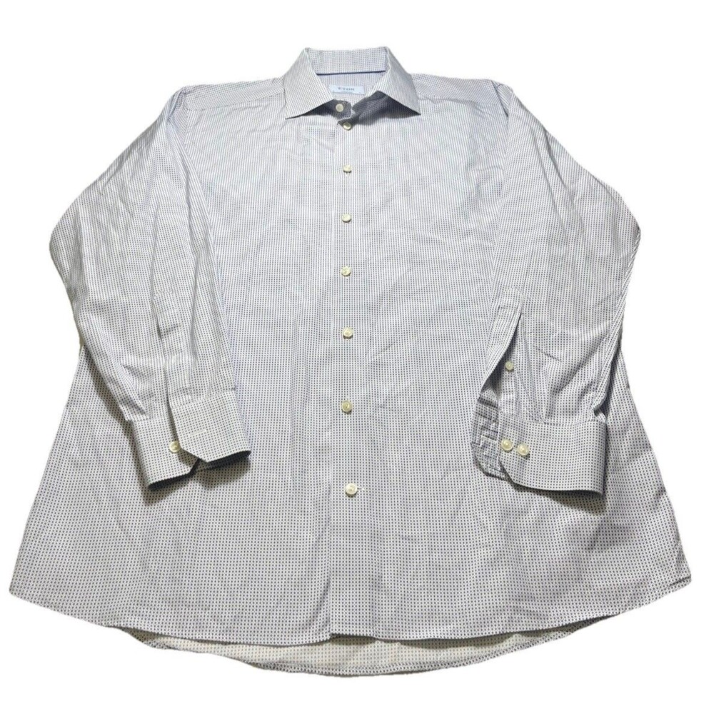 Eton Contemporary Fit Dress Shirt Mens XL Blue White Check Luxury Button Front